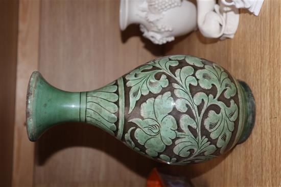 A Chinese Cizhou type green glazed vase height 25cm